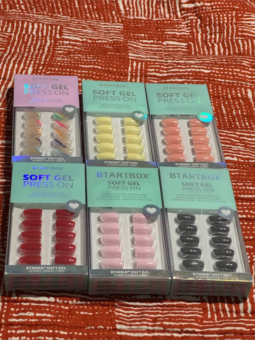 BTARTBOX Soft Gel Press-On Nails Bundle – 6 Sets – New & Sealed